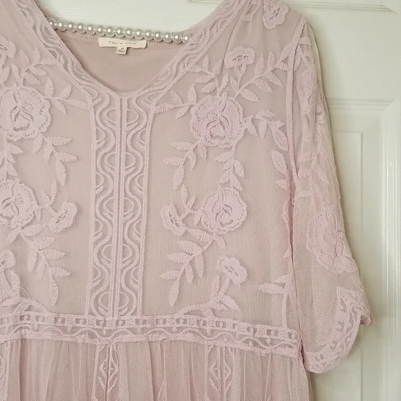 Tea N Rose Womens Shortsleeve Sheer Lined Lavender Maxi Dress - Picture 4 of 12